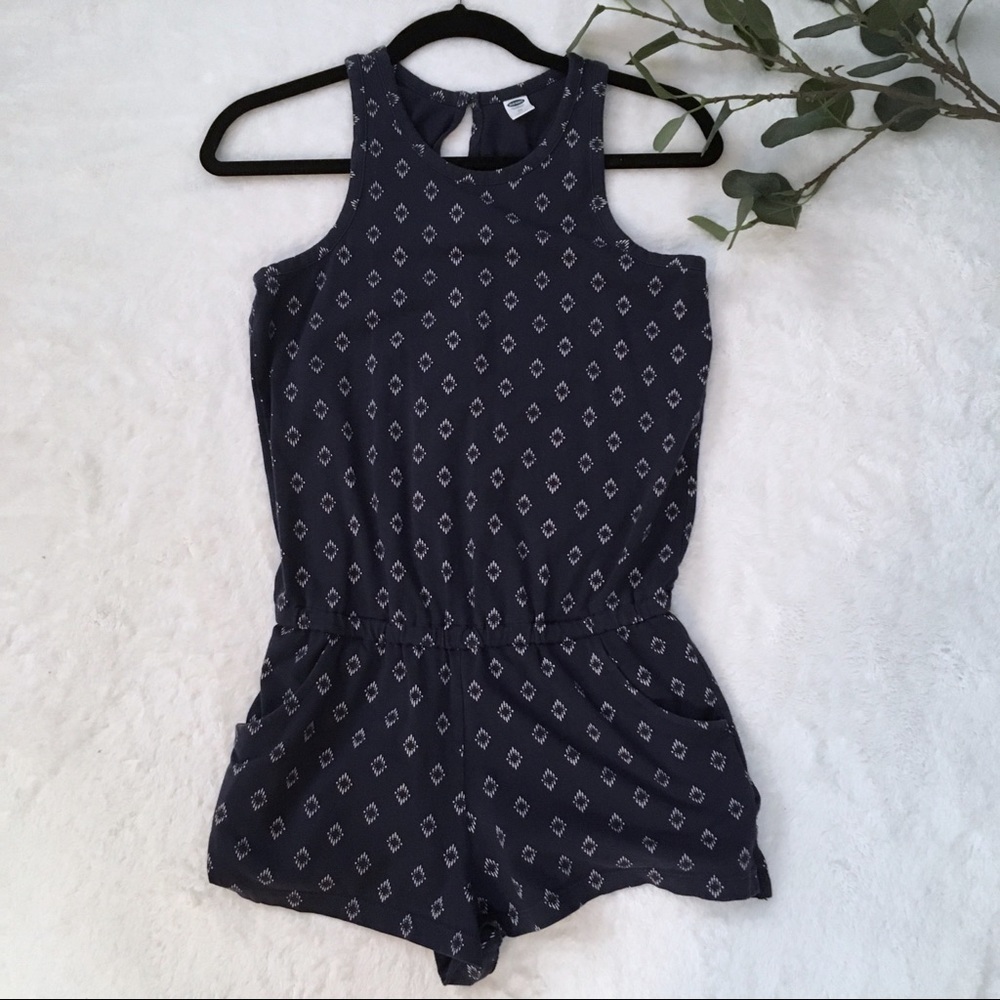 Old Navy | blue patterned High neck romper. - Picture 2 of 4